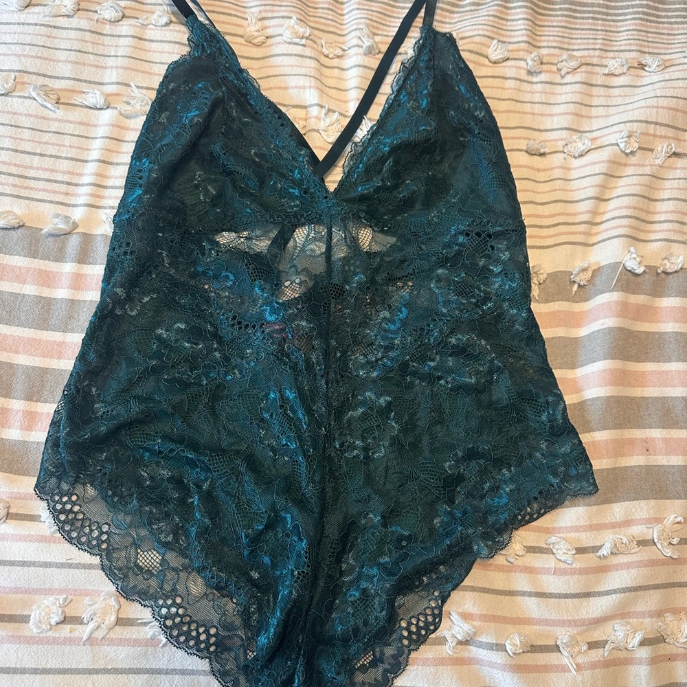 Lace Chemise in Deep Green